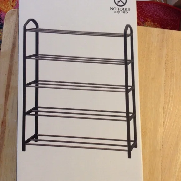 Black Farberware 5 Tier Shoe Rack  Up To 15 Pairs of Shoes Handbags Bins Clothes - Picture 2 of 5